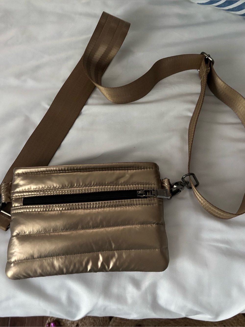 THINK ROYLN Metallic Bronze/Copper Puffer Bum Body/Crossbody Bag